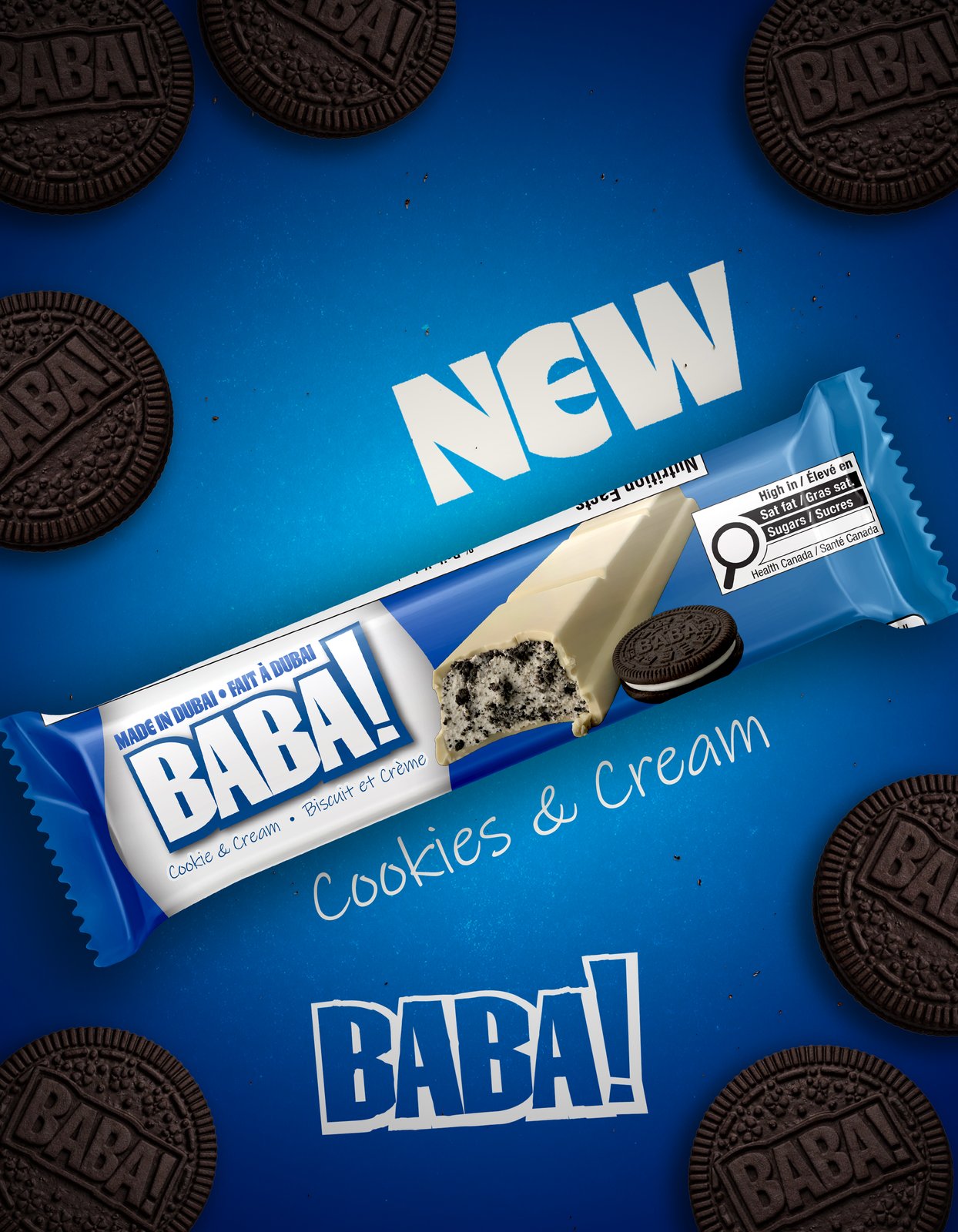Pub barre BABA! biscuit et crème